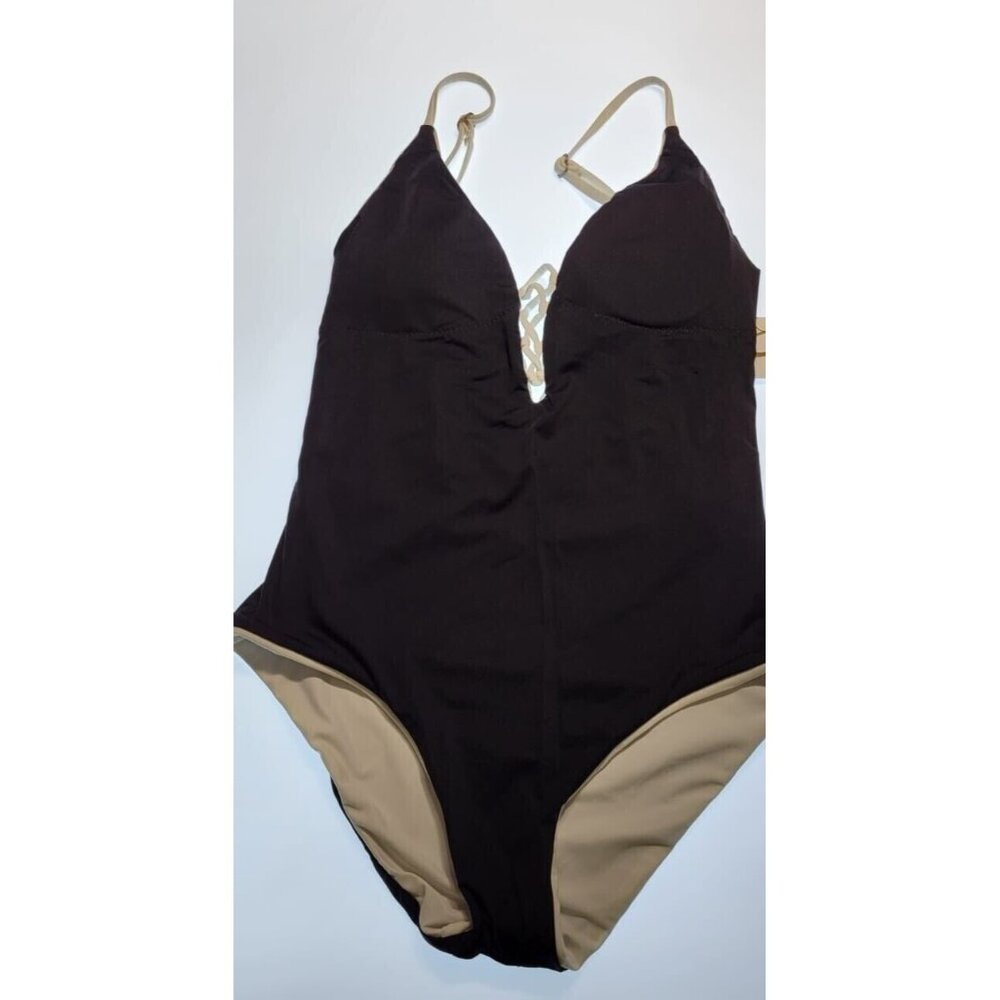 Full Tilt Swim One Piece Swimsuit Womens Size Medium Black/White Reversible NWT